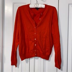 Lord & Taylor Vibrant Orange Button Up Cardigan